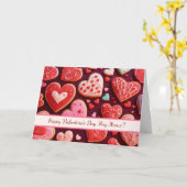 Carte Valentines Day Custom Names Pink and Red Cookies (Fleur jaune)