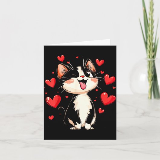 Carte Valentines Day Design With A Cat On It  (Devant)
