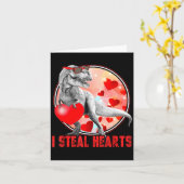 Carte Valentines Day Dinosaur T Rex I Steal Hearts Funny (Fleur jaune)