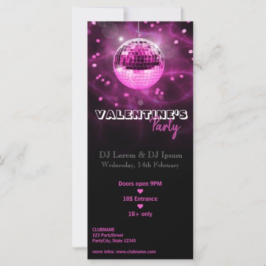 Carte Valentine's Day Disco Ball - Party Rack Card (Devant)