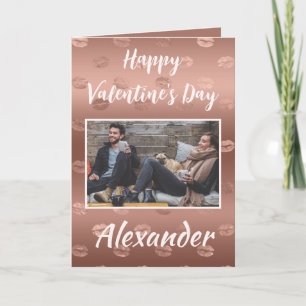 Carte Valentine's Day empreinte de rouge à lèvres pour l