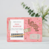 Carte Valentine's Day Free Massage Love Couples Coupon (Debout devant)