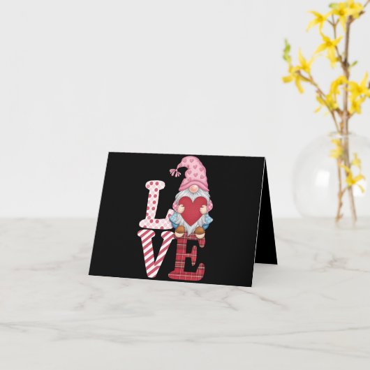 Carte Valentines Day Gnome Love Couple Cadeaux pour elle (Fleur jaune)