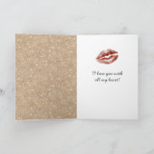 Carte Valentine's Day Gold Glitter Red Lips Kiss (Intérieur)