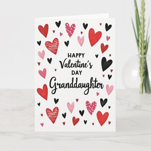 Carte Valentines Day Granddaughter Hearts Card (Devant)