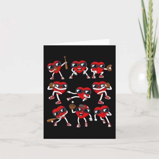 Carte Valentines Day Heart Baseball Hitter Pitcher Fun B (Devant)