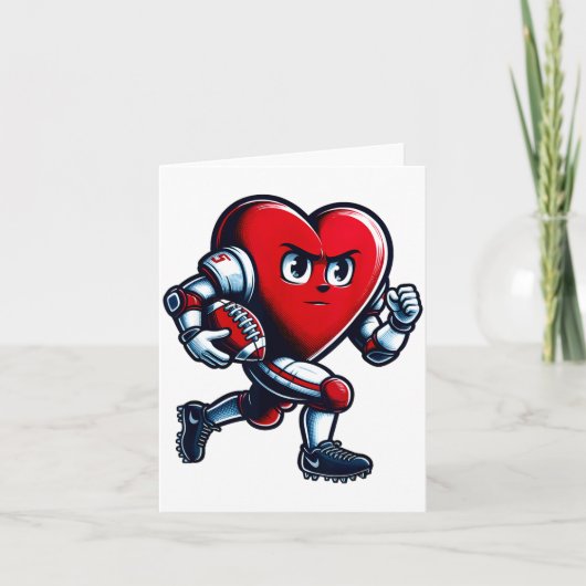 Carte Valentines Day Heart Football Player Team Srts  (Devant)