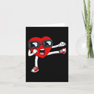 Carte Valentines Day Heart Karate Kick Fun Boys Girls Ki