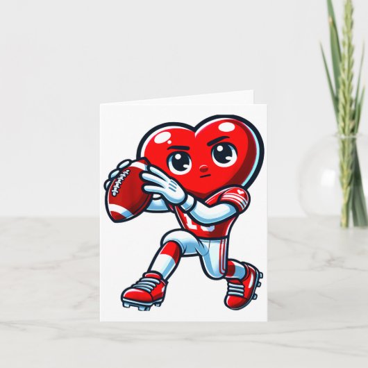 Carte Valentines Day Heart Quarterback Football Srts (Devant)