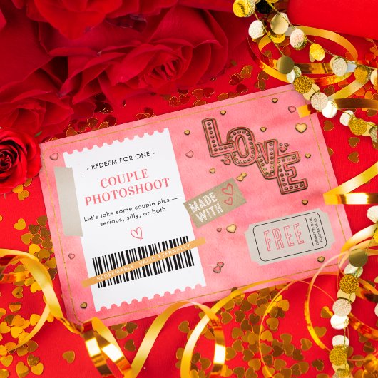 Carte Valentine's Day Love Couples Photoshoot Coupon