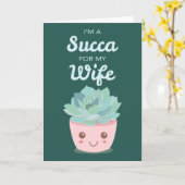 Carte Valentines Day Ma femme avec Kawaii Succulent (Fleur jaune)