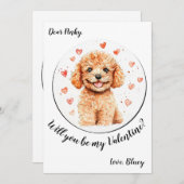 Carte Valentine's Day personnalisable Poodle (Devant / Derrière)