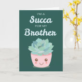 Carte Valentines Day pour Frère avec Kawaii Succulent (Fleur jaune)