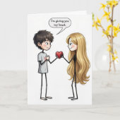 Carte Valentine's Day Stick Figure Boy  (Fleur jaune)
