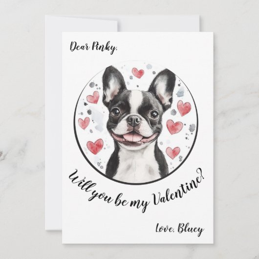 Carte Valentine's Day sur mesure Boston Terrier (Devant)