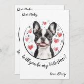 Carte Valentine's Day sur mesure Boston Terrier (Devant / Derrière)
