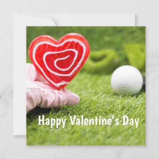 Carte Valentines de golf avec tee d'amour avec coeur sur (Devant)