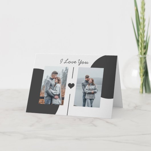 Carte Valentines en niveaux de gris simples Jour Double (Devant)