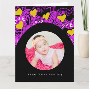 Carte Valentines Jour Arc et Doodle Coeur Motif Photo