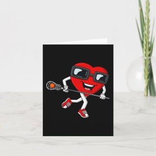 Carte Valentines Jour Coeur Tenir Lacrosse Stick Garçons