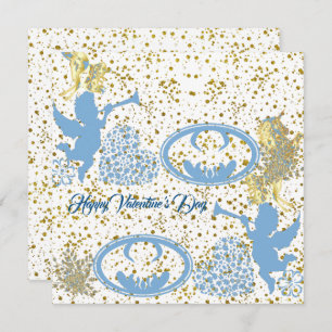 Carte Valentines Jour Cupid Bleu Or Mouton Romantique Mi