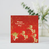 Carte Valentines Jour Cupid Gold Sparkle Romantic Card (Debout devant)