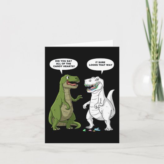 Carte Valentines Jour Dinosaure T Rex Coeurs Amusants Fi (Devant)