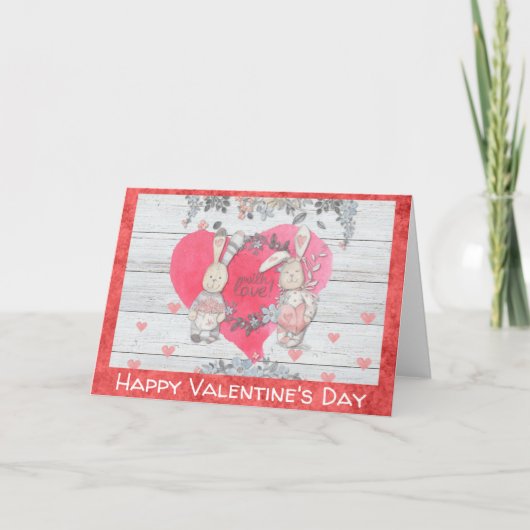 Carte Valentines Jour mignonne lapin rustique lapin rust (Devant)