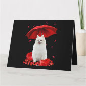 Carte Valentines Jour Poméranie Parapluie Coeur Chien Ch (Dos)