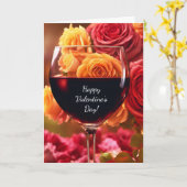 Carte Valentines journée avec vin et Rose jolie (Fleur jaune)