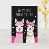 Carte Valentines Llamas Adorables Whimsical Valentines (Fleur jaune)