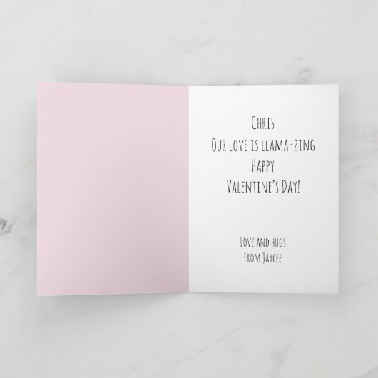 Carte Valentines Llamas Adorables Whimsical Valentines (Intérieur)