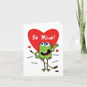 Carte Valentines Monster de hockey pour enfants