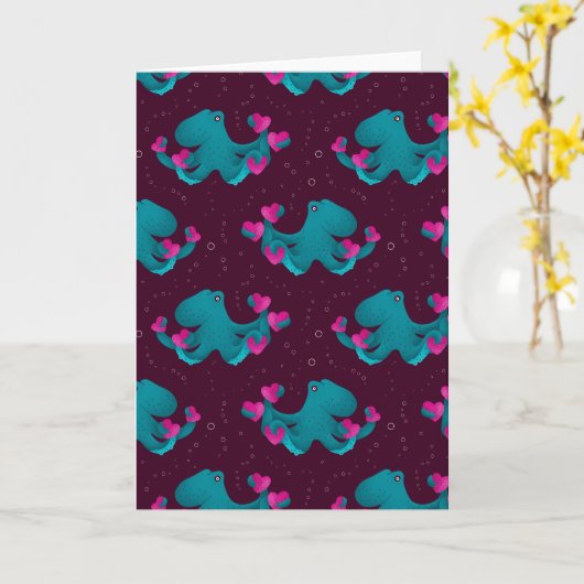Carte Valentine's Octopus and Hearts (Fleur jaune)