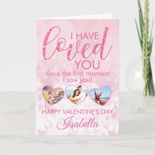 Carte Valentines Parties scintillant rose fille Collage  (Devant)