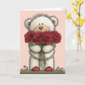 Carte Valentines Teddy Bear (Fleur jaune)