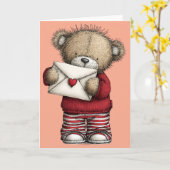 Carte Valentines Teddy Bear (Fleur jaune)