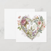 Carte Valentines vintages au coeur floral (Devant / Derrière)