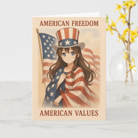 Carte Valeurs Américaines Fille Anime (Fleur jaune)