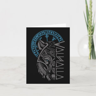 Carte Valhalla Wolf Masque Odin Runes Norse Comp Viking