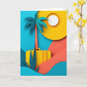 Carte Valise au soleil Palmier (Fleur jaune)