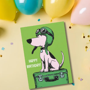 Carte Valise de voyage Pilote de Chien Anniversaire Drôl