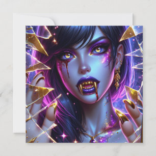 Carte Vampire avec Gold Fangs Halloween Party