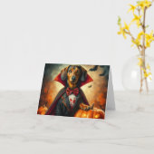 Carte Vampire Dachshund Halloween (Fleur jaune)