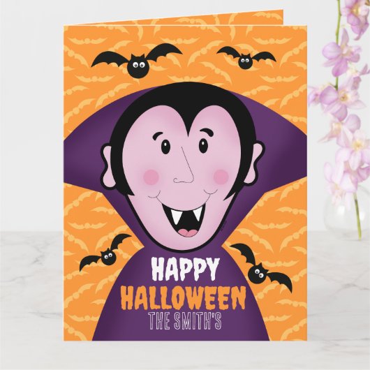 Carte Vampire Dracula Bats Enfants Joli Halloween (Orchidée)