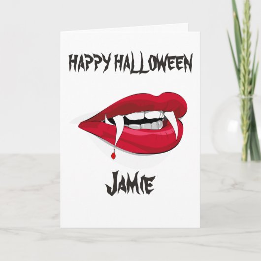 CARTE VAMPIRE FANGS PERSONNALISÉ HAPPY HALLOWEEN CARD (Devant)