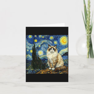Carte Van Gogh Art Nuit Étoilée - Chat Ragdoll Drôle Art