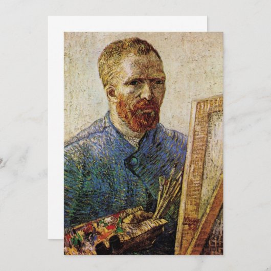Carte Van Gogh Autoportrait devant Easel (Devant / Derrière)