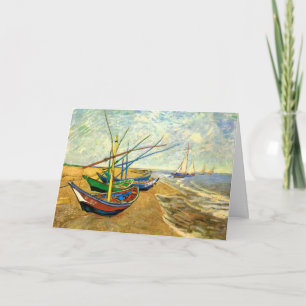 Carte Van Gogh Bateaux de pêche sur la plage à Saintes-M