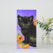 Carte Van Gogh Black Kitten with Sunflowers Card (Debout devant)
